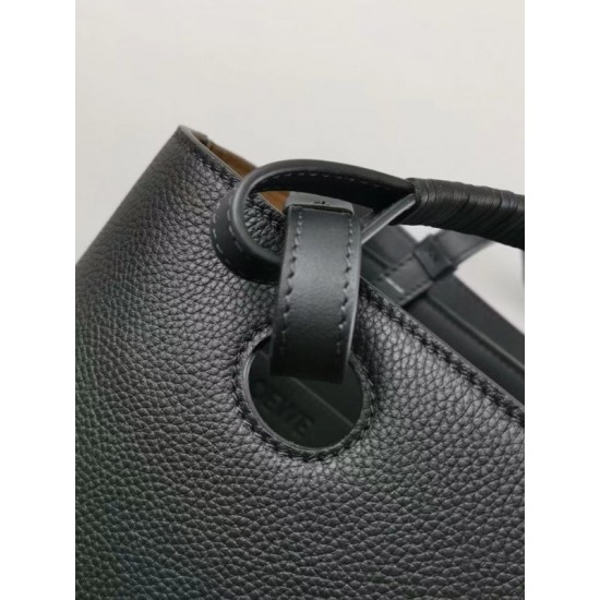 Loewe Small Anagram Tote In Black Grained Calfskin