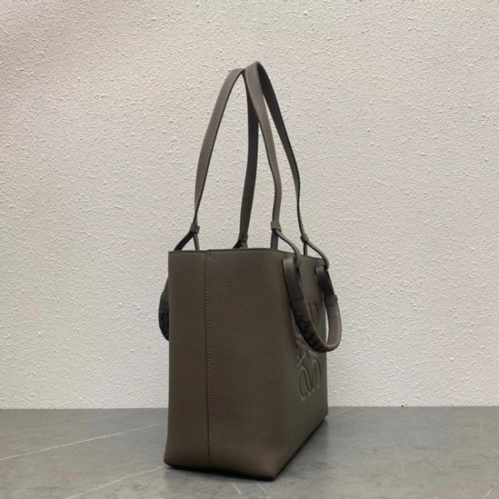 Loewe Small Anagram Tote In Taupe Grained Calfskin