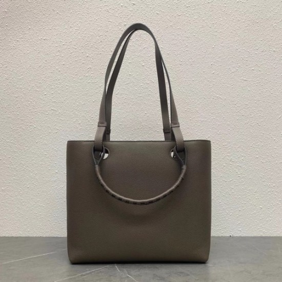 Loewe Small Anagram Tote In Taupe Grained Calfskin