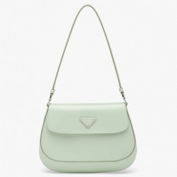 Prada Cleo Flap Bag In Aqua Brushed Leather