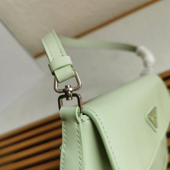 Prada Cleo Flap Bag In Aqua Brushed Leather