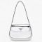 Prada Cleo Flap Bag In Silver Brushed Leather