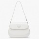 Prada Cleo Flap Bag In White Brushed Leather