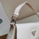 Prada Cleo Flap Bag In White Brushed Leather