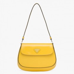 Prada Cleo Flap Bag In Yellow Brushed Leather