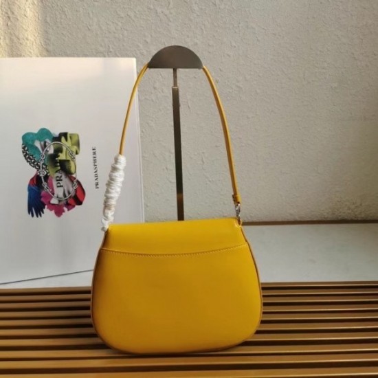 Prada Cleo Flap Bag In Yellow Brushed Leather