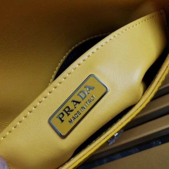 Prada Cleo Flap Bag In Yellow Brushed Leather