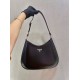 Prada Cleo Shoulder Large Bag In Black Brushed Leather