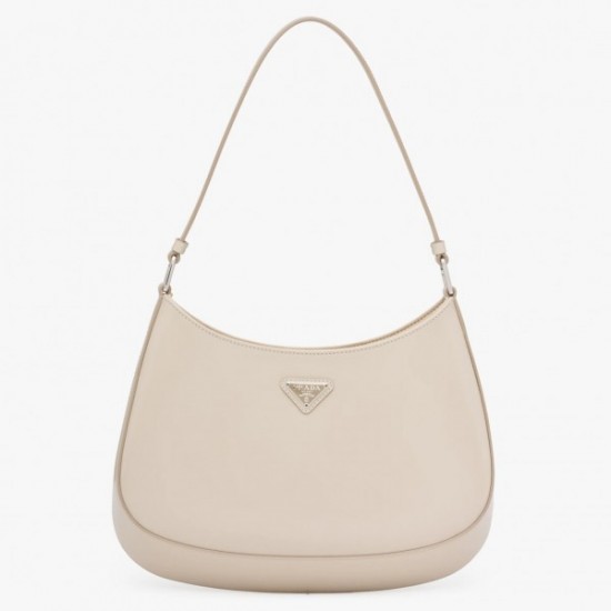 Prada Cleo Shoulder Small Bag In Beige Brushed Leather