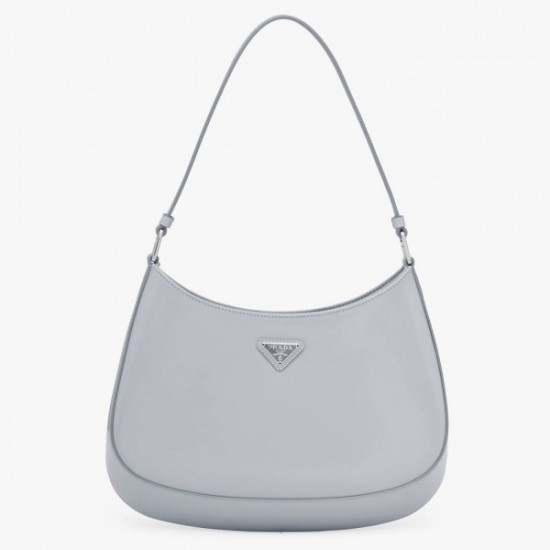 Prada Cleo Shoulder Small Bag In Blue Brushed Leather