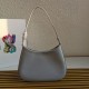 Prada Cleo Shoulder Small Bag In Blue Brushed Leather