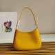 Prada Cleo Shoulder Small Bag In Yellow Brushed Leather