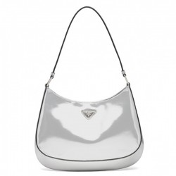 Prada Cleo Small Shoulder Bag In Silver Brushed Leather