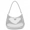 Prada Cleo Small Shoulder Bag In Silver Brushed Leather