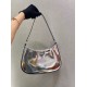 Prada Cleo Small Shoulder Bag In Silver Brushed Leather