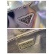 Prada Cleo Small Shoulder Bag In Silver Brushed Leather