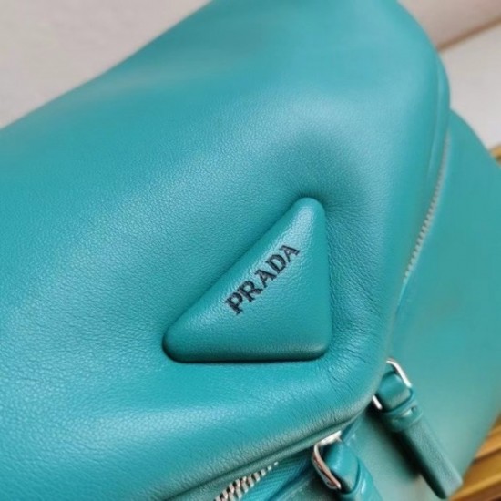 Prada Signaux Bag In Peacock Blue Padded Nappa Leather