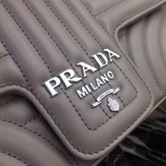 Prada Diagramme Flap Bag In Grey Calfskin