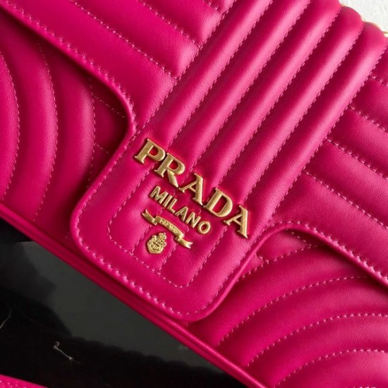 Prada Medium Diagramme Flap Bag In Rose Red Calfskin