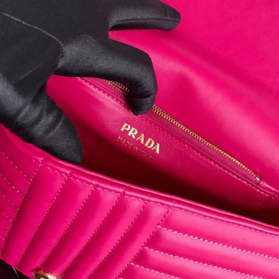 Prada Medium Diagramme Flap Bag In Rose Red Calfskin