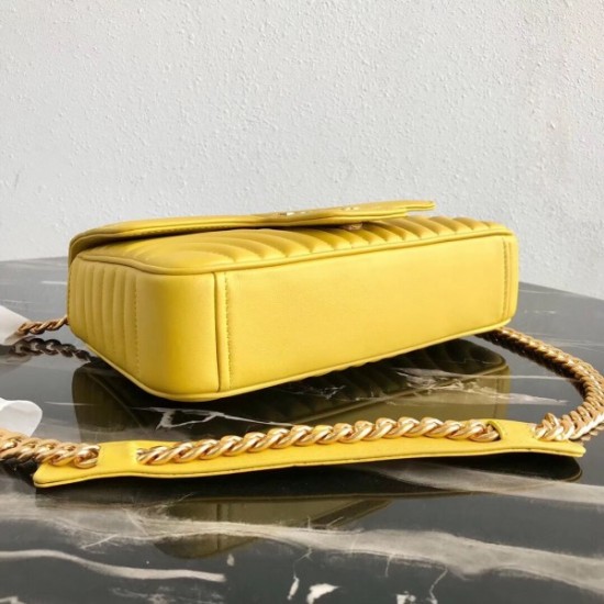 Prada Medium Diagramme Flap Bag In Yellow Calfskin