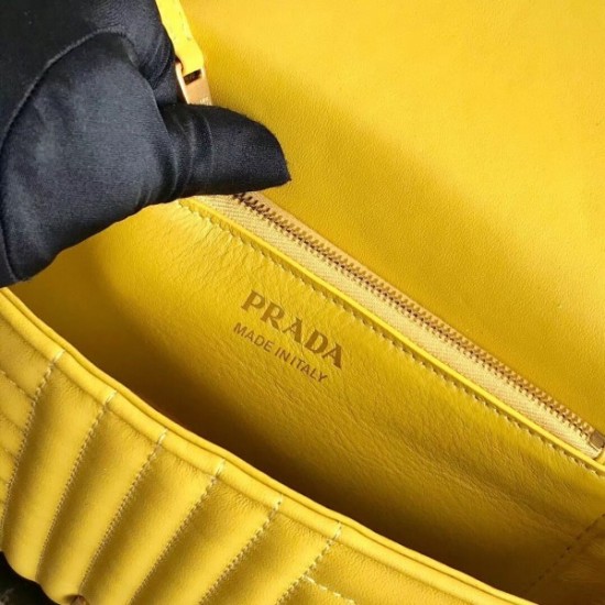 Prada Medium Diagramme Flap Bag In Yellow Calfskin