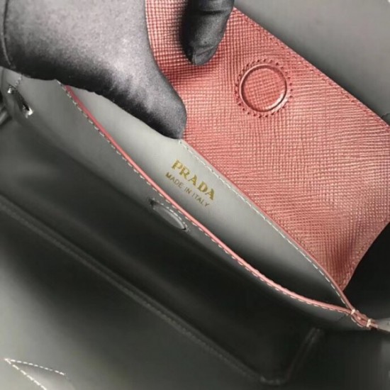 Prada Bicolor Double Medium Garnet Saffiano Bag