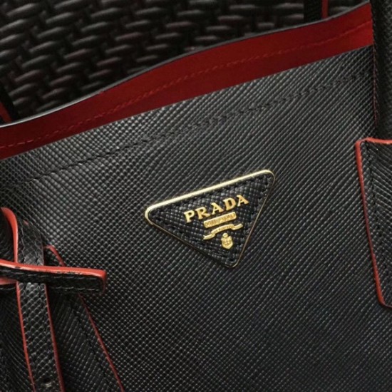 Prada Black Saffiano Double Medium Bag