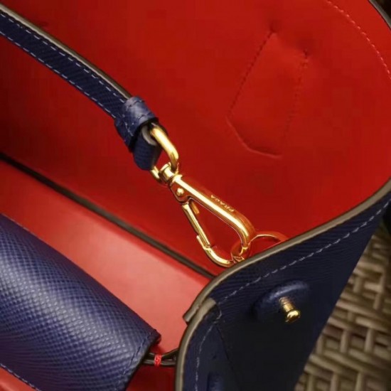 Prada Blue Saffiano Double Medium Bag