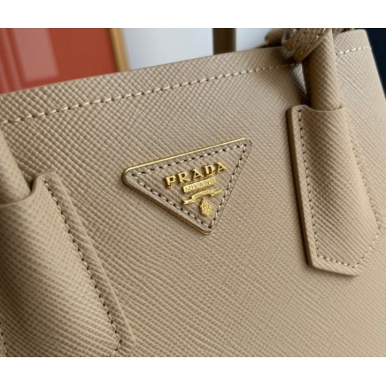 Prada Double Mini Bag In Beige Saffiano Leather