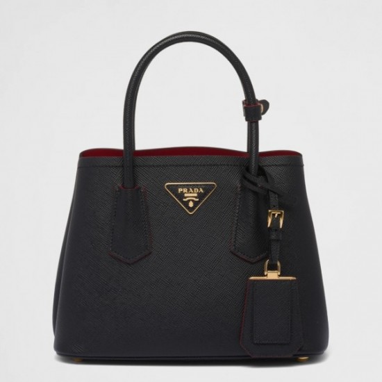 Prada Double Mini Bag In Black Saffiano Leather