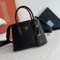 Prada Double Mini Bag In Black Saffiano Leather