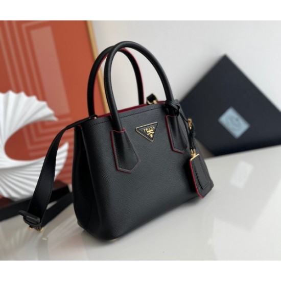 Prada Double Mini Bag In Black Saffiano Leather