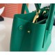 Prada Double Mini Bag In Green Saffiano Leather