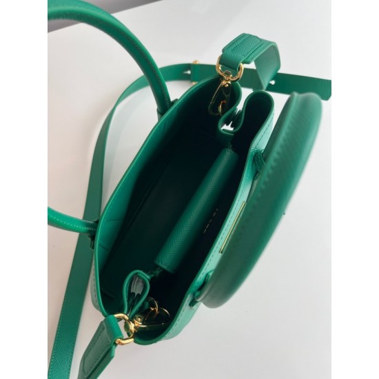 Prada Double Mini Bag In Green Saffiano Leather