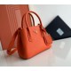 Prada Double Mini Bag In Orange Saffiano Leather