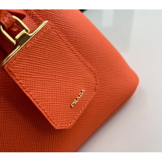 Prada Double Mini Bag In Orange Saffiano Leather