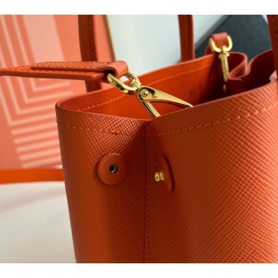 Prada Double Mini Bag In Orange Saffiano Leather