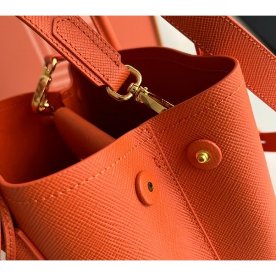 Prada Double Mini Bag In Orange Saffiano Leather