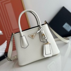 Prada Double Mini Bag In White Saffiano Leather