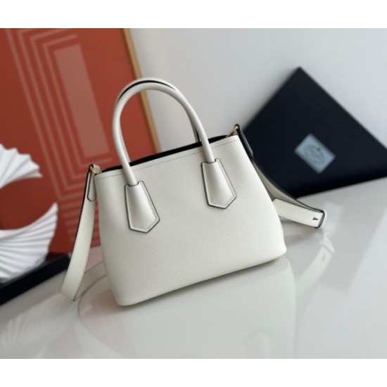 Prada Double Mini Bag In White Saffiano Leather