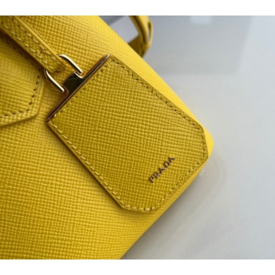 Prada Double Mini Bag In Yellow Saffiano Leather