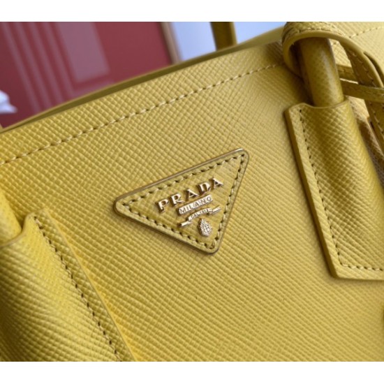 Prada Double Mini Bag In Yellow Saffiano Leather