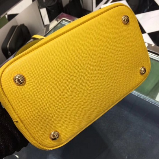 Prada Yellow Saffiano North South Double Medium Bag