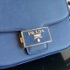 Prada Embleme Shoulder Bag In Blue Saffiano Leather