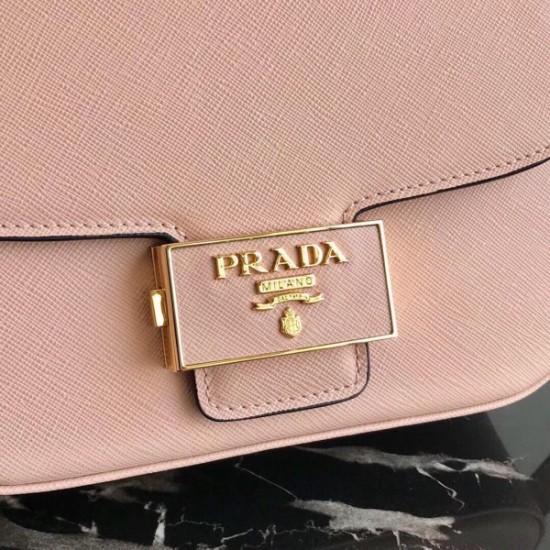 Prada Embleme Shoulder Bag In Poudre Saffiano Leather