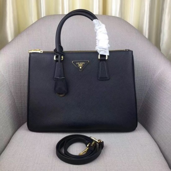 Prada Galleria Medium Bag In Black Saffiano Leather