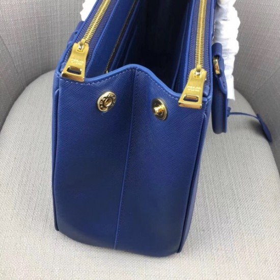 Prada Galleria Medium Bag In Blue Saffiano Leather