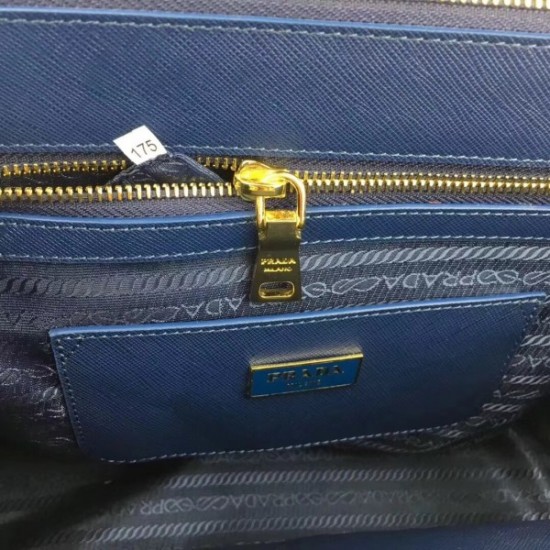 Prada Galleria Medium Bag In Blue Saffiano Leather