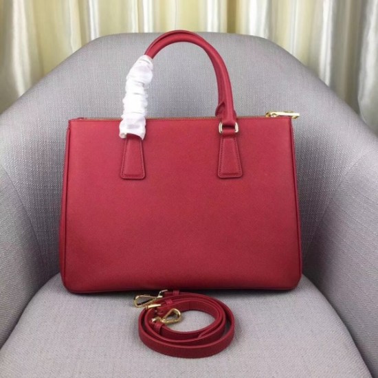 Prada Galleria Medium Bag In Red Saffiano Leather